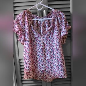 MAX STUDIO Floral Ruffle Sleeve Women's Blouse SIZE (S)